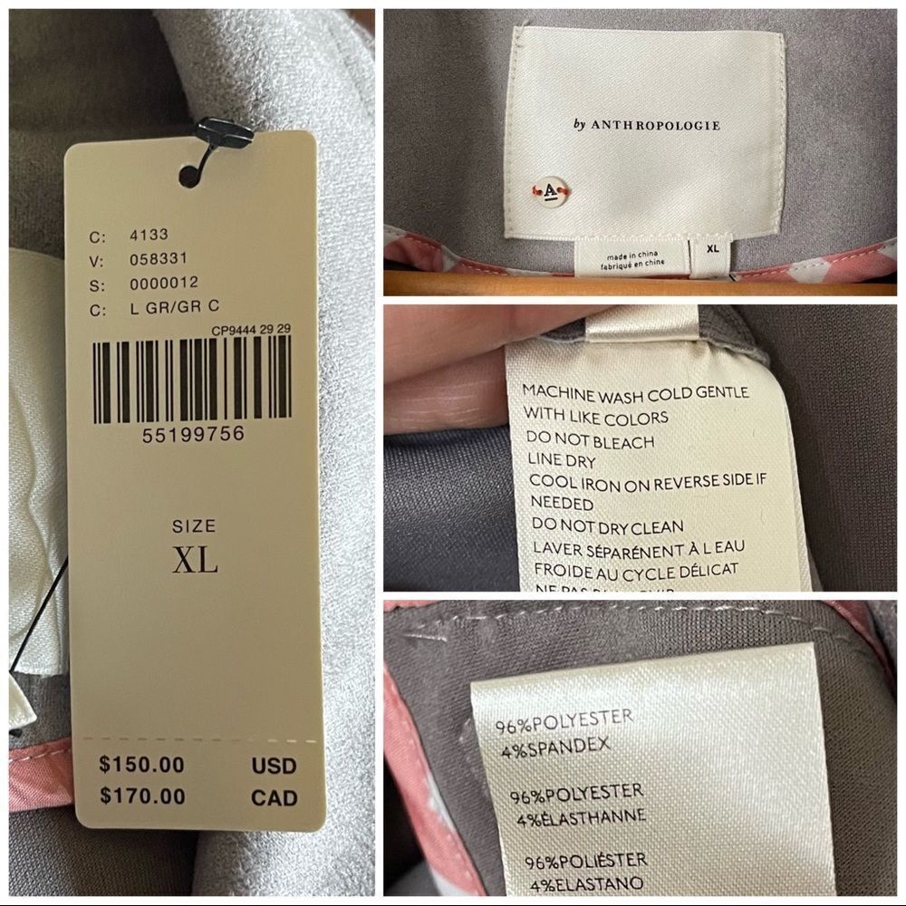 Anthropologie Gray Kelyn Faux Suede Moto Jacket NWT size XL - Picture 6 of 8